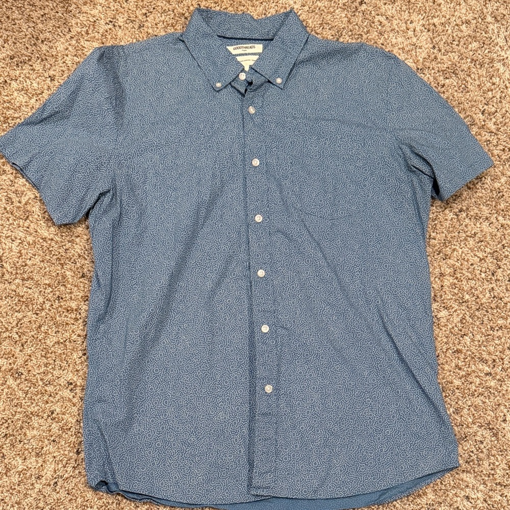 Goodthreads Blue Patterned Casual Button Down Shirt